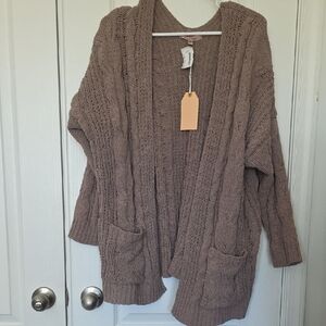 Cozy Knit Open Cardigan - Brown